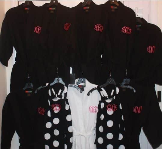 Custom robes for a bride and her bridesmaids