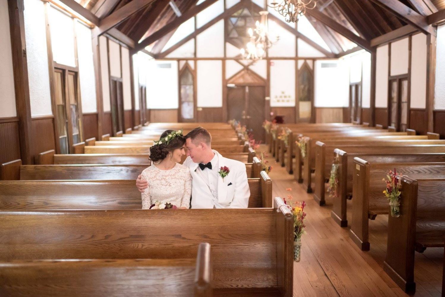 Inside the little white wedding chapel at Jax Beach