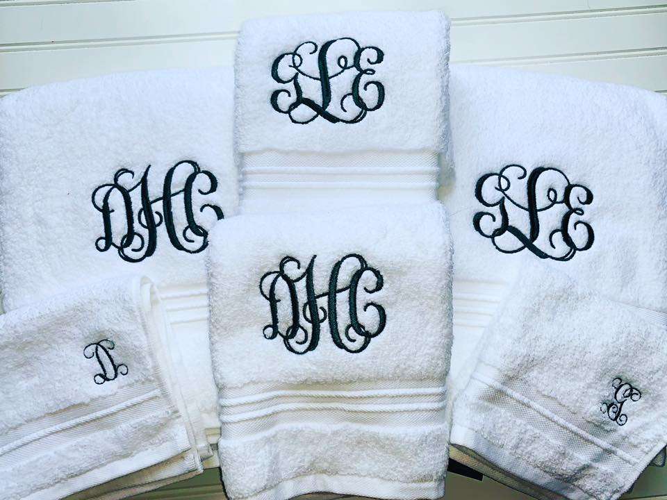 monogrammed hand towels for bride and groom