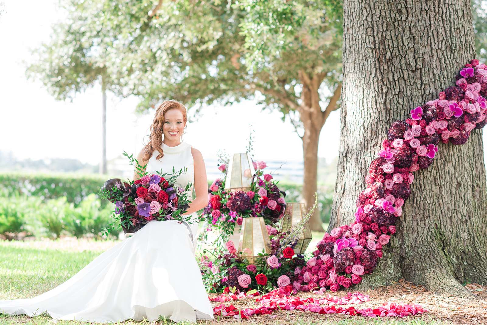 ©christineaustinphotography Venue 841 bride with pink and purple florals ©christineaustinphotography Venue 841 bride with pink and purple florals