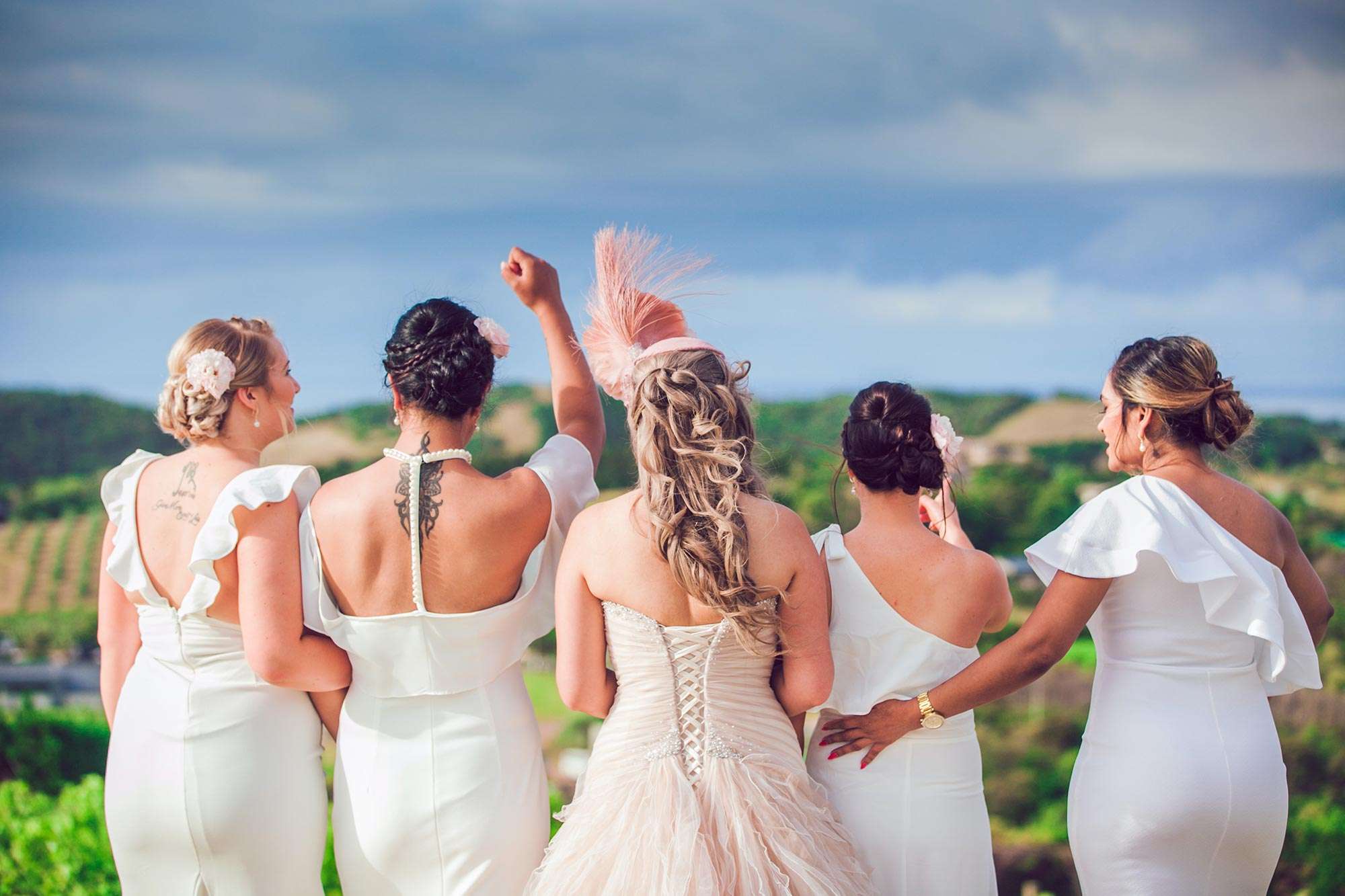 Same color, multiple style bridesmaid gowns