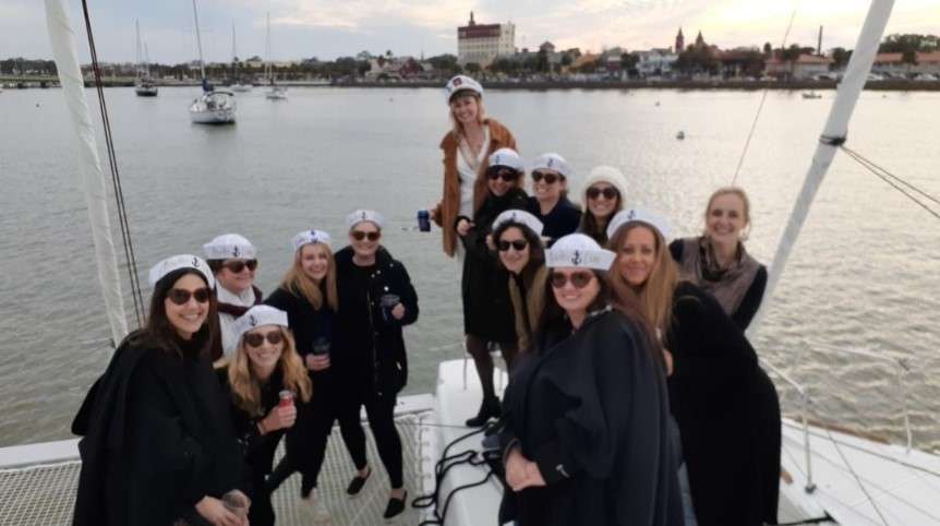 Fun bachelorette party on the St Augustine sail boat