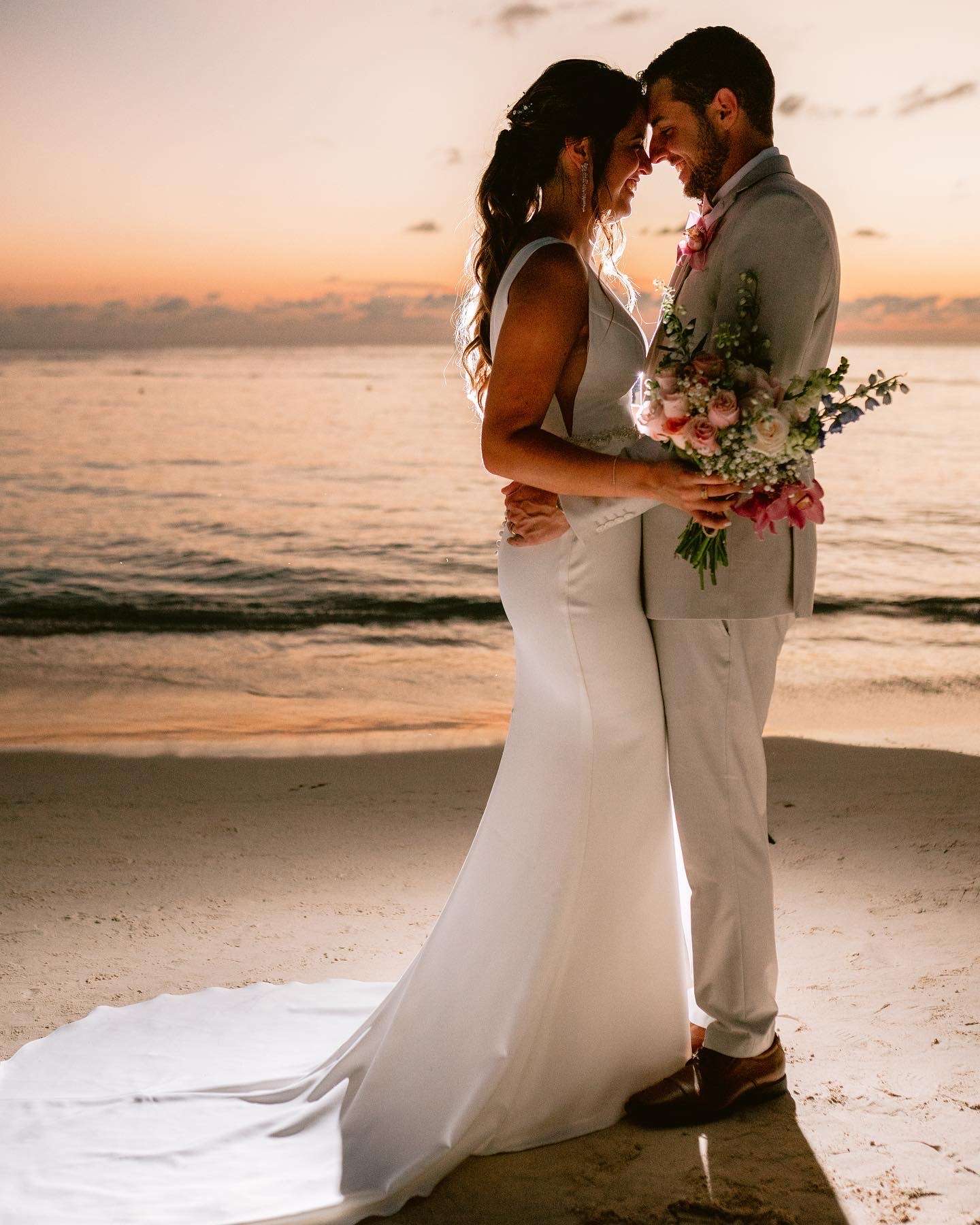 beach wedding curl wink blush