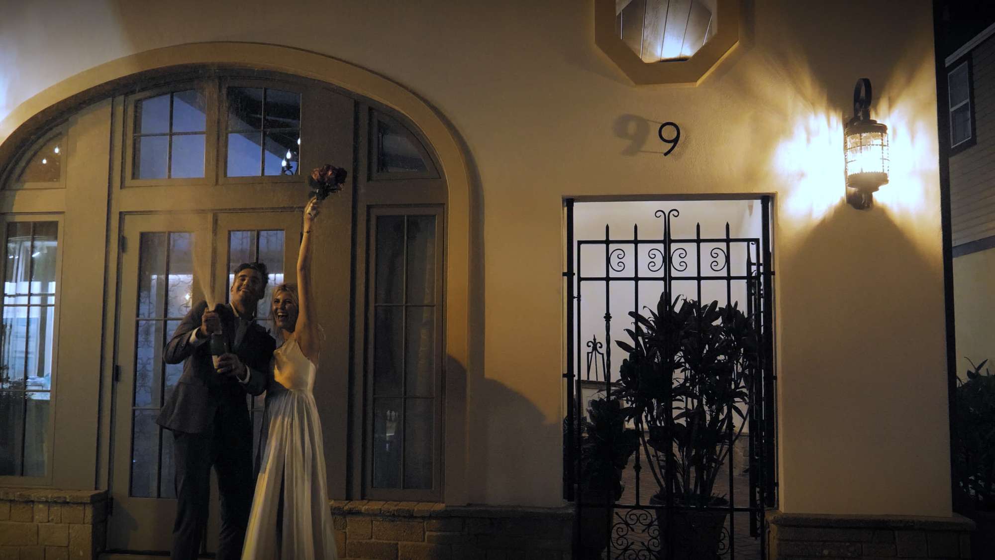 bride and groom popping bottles in St Augustine with EStory Video Premier Bride 904