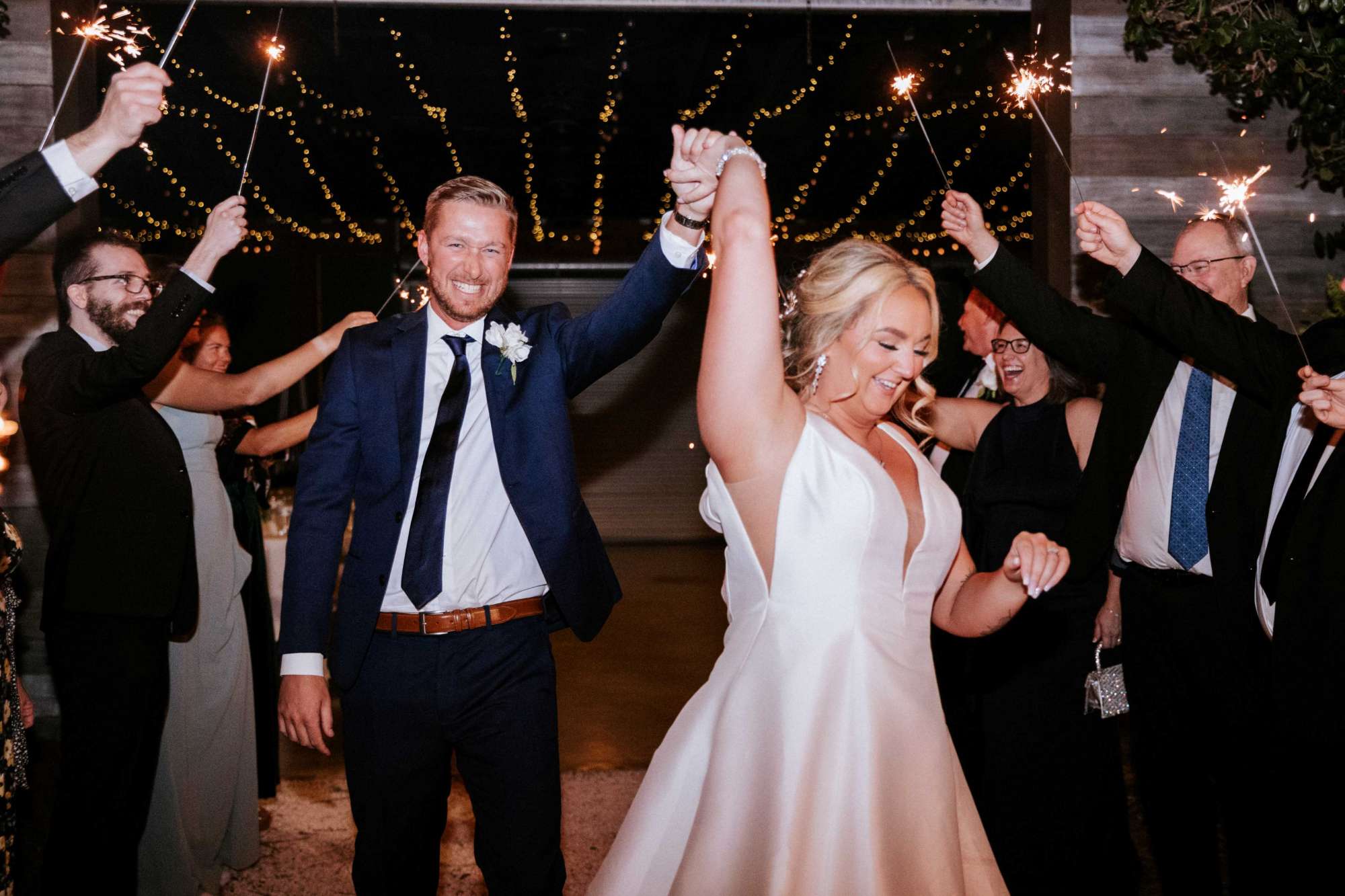 Bride and groom making their sparkler exit with Island Sound Wedding Dj and Premier Bride of the 904