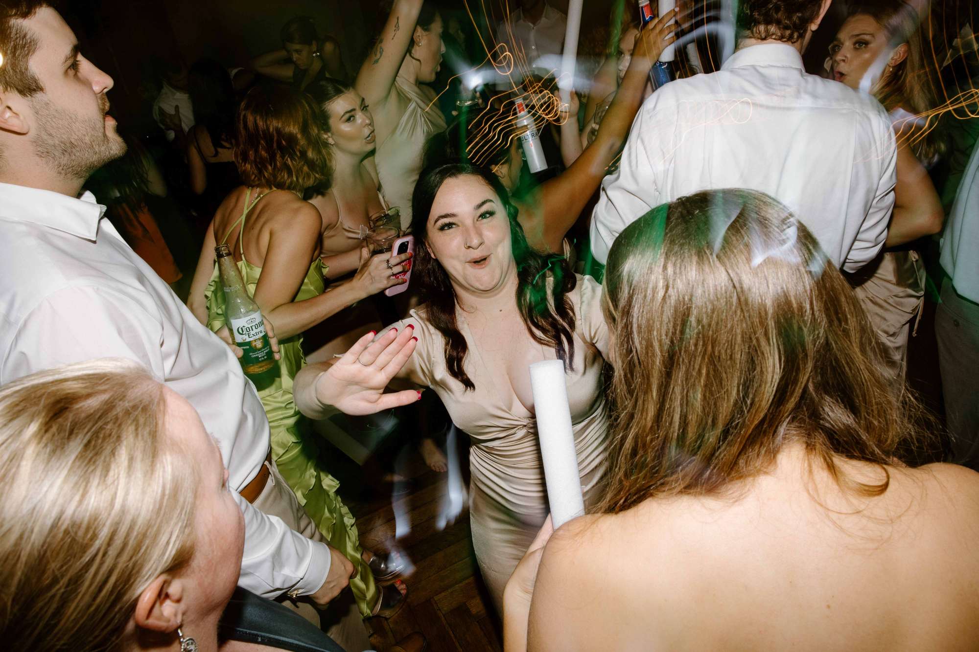 Wedding guests dancing on the dance floor