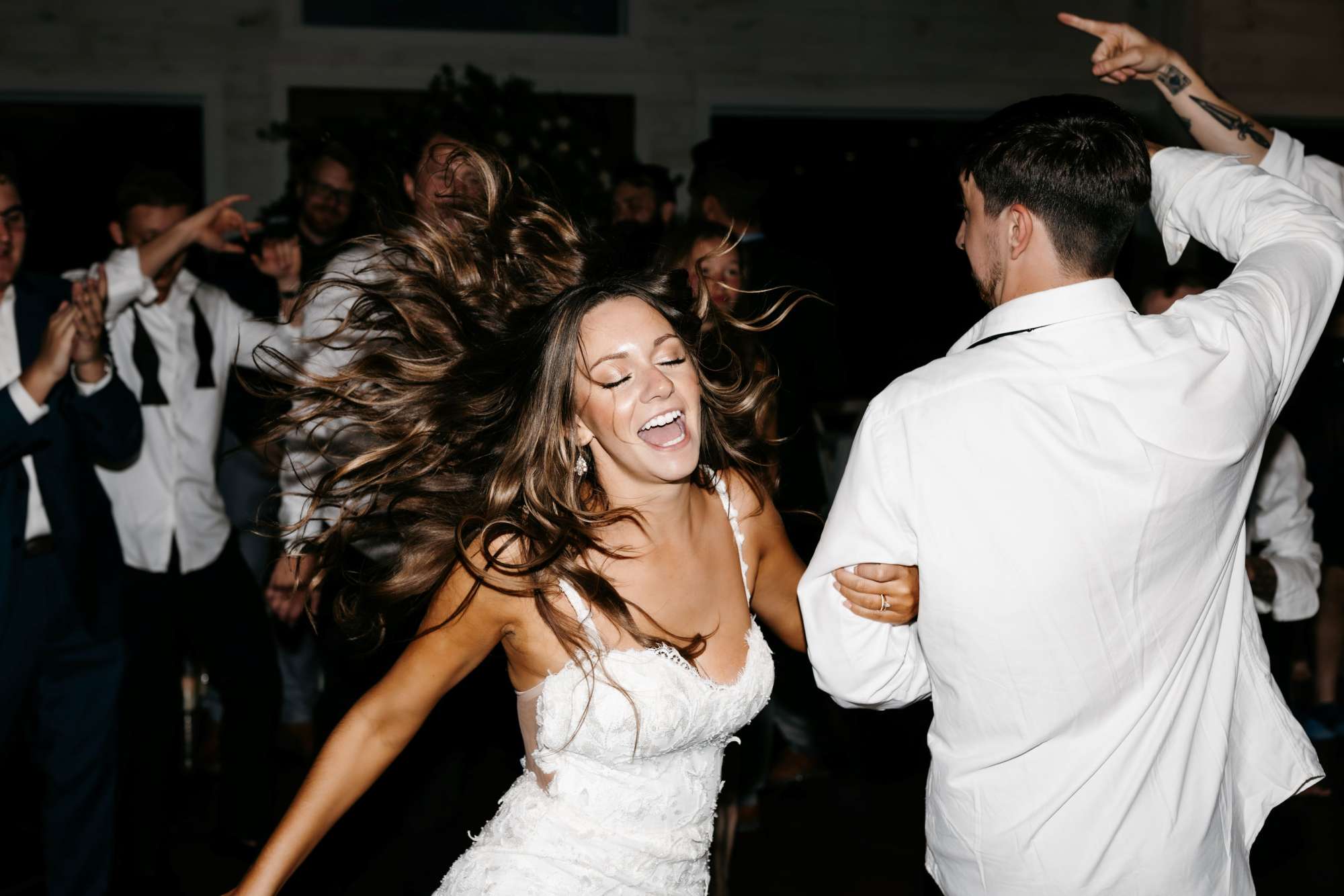 bride dancing at her wedding with Island Sound