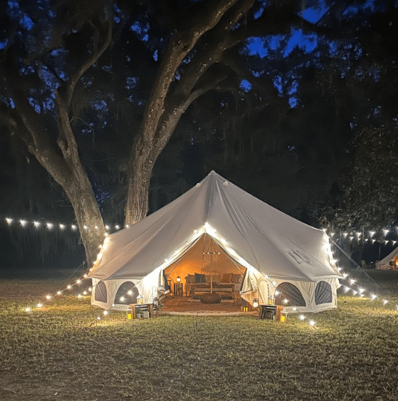Under the Stars Glamping – Glamping Village Living Room Premeir Bride 904 Glamping Tent for Under the Stars Glamping