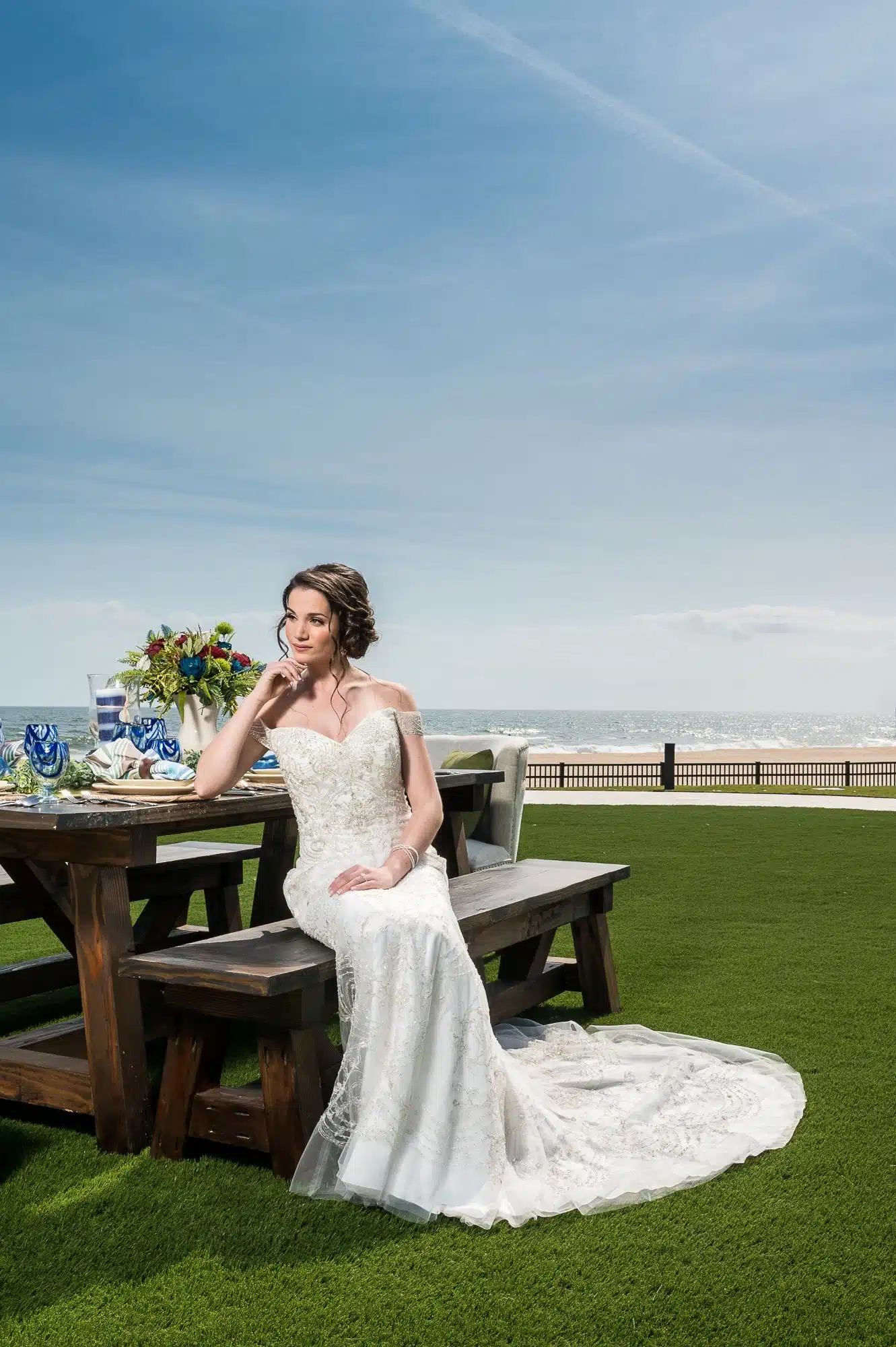 beach bride at a table on the beach Severine Photography Premier Bride beach bride at a table on the beach Severine Photography Premier Bride